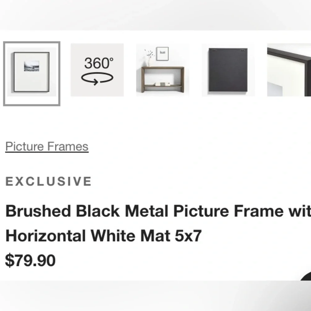 Crate&Barrel Black brush metal shadow box picture frame 5x7 new